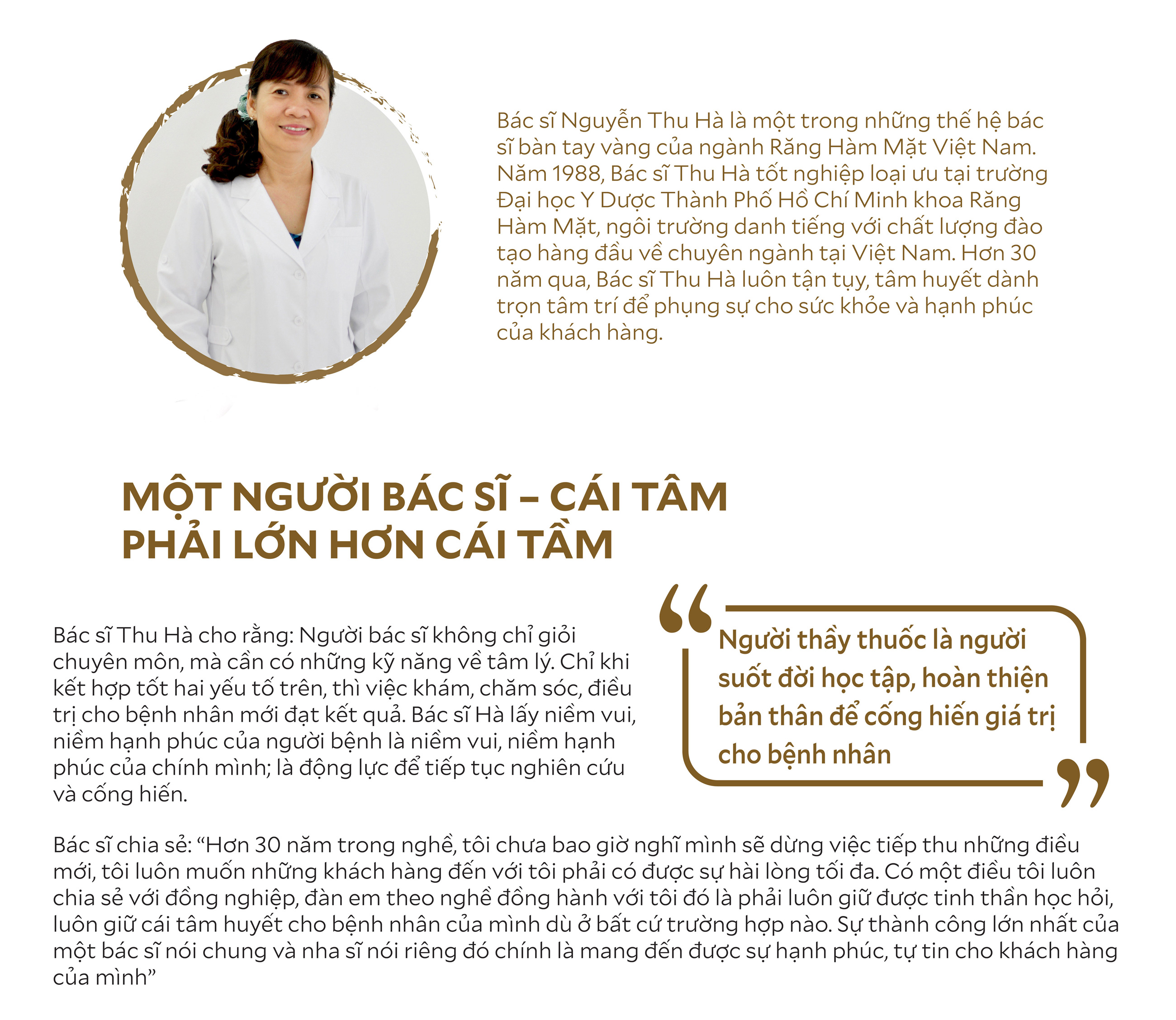 Bác sĩ Nguyễn Thu Hà - một người bác sĩ, cái tâm phải lớn hơn cái tầm